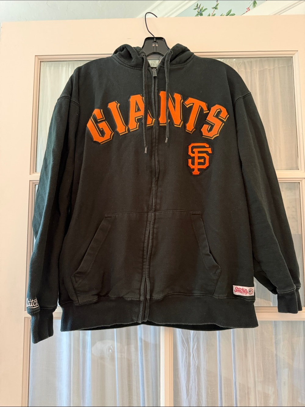 Stitches Black Zip-Up Hoodie with Orange "GIANTS" Logo